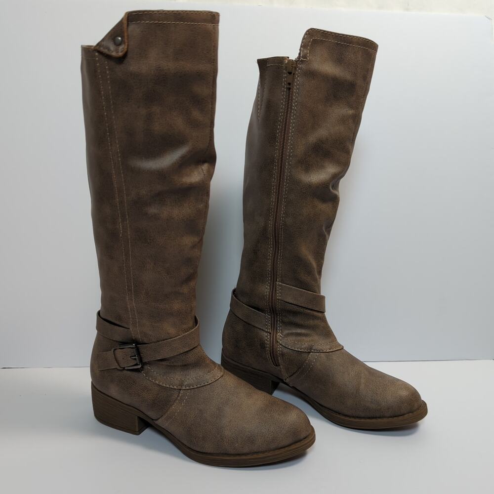 Brown Knee High Riding Boots Size 6M Buckle Accent (Sugar) - Picture 11 of 12